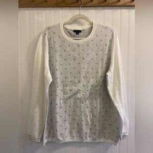 Tommy Hilfiger Lightweight White Grey Polka Dot Preppy Crew Neck Sweater XXL